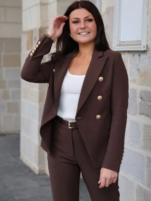 Discount Juste Elles Blazer Nour Chocolat