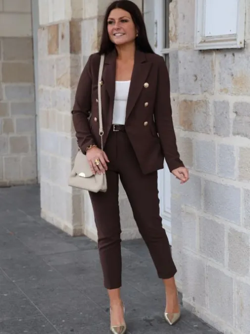 Discount Juste Elles Blazer Nour Chocolat