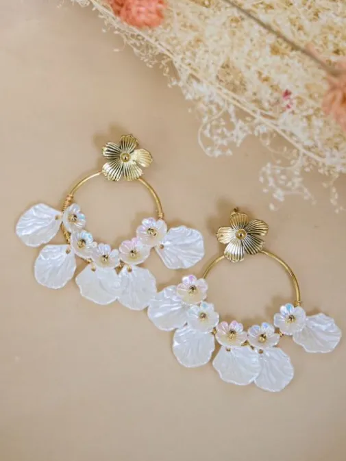 Discount Juste Elles Boucles d'oreilles Pascaline Blanc