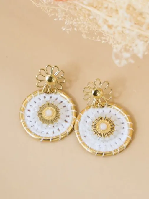 Clearance Juste Elles Boucles d'oreilles Paulyna Blanc/Or