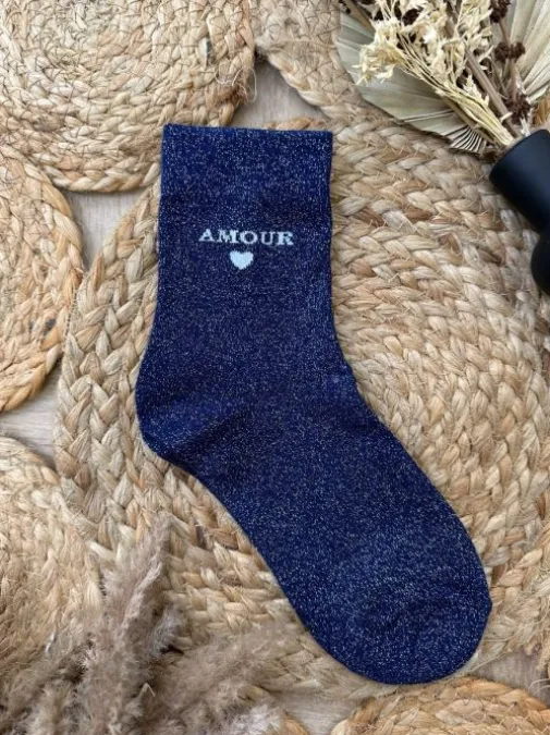 Outlet Juste Elles Chaussettes Amour Bleu Marine