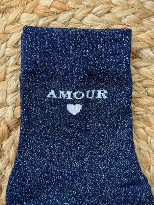 Outlet Juste Elles Chaussettes Amour Bleu Marine