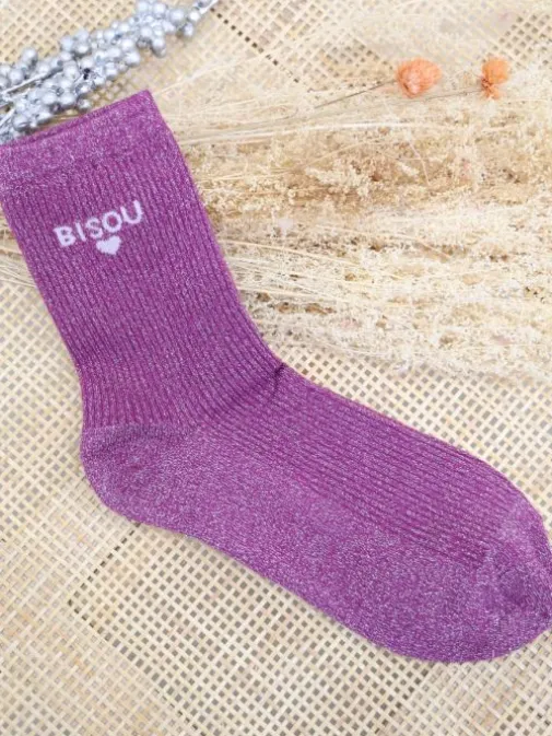 Outlet Juste Elles Chaussettes Bisou Violet