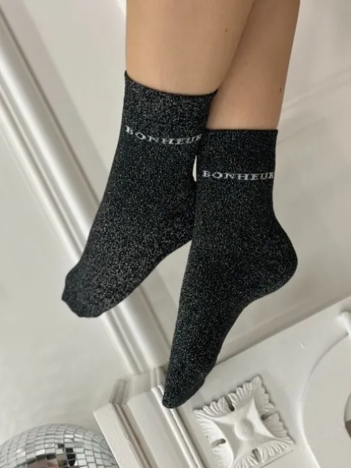 Outlet Juste Elles Chaussettes Bonheur Noir