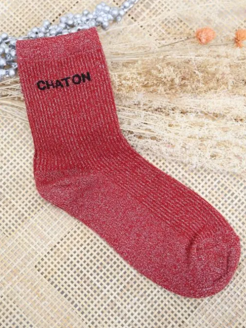 Cheap Juste Elles Chaussettes Chaton Rouge