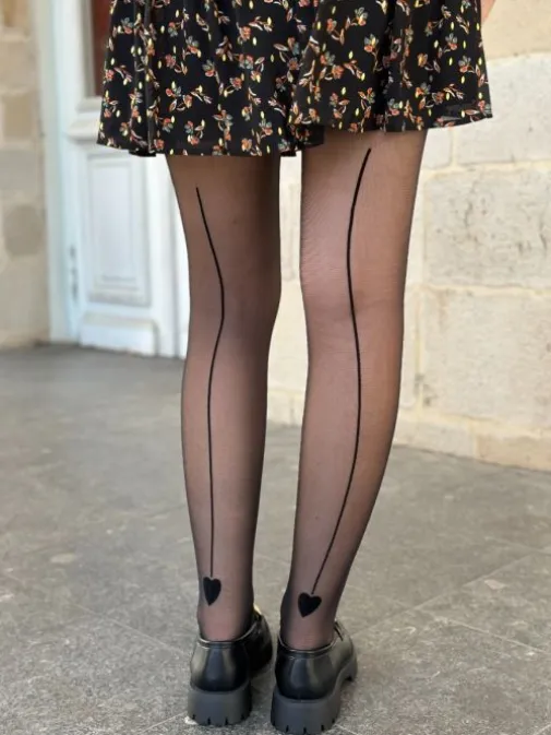 Sale Juste Elles Collant Ursula Noir