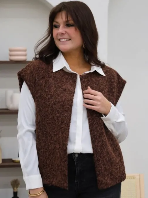 Best Juste Elles Gilet Sixtine Marron