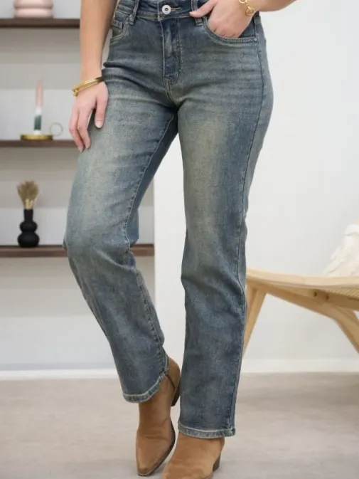 Store Juste Elles Jean Straight Tess Bleu