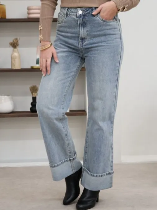 Online Juste Elles Jean Wide leg Elise Bleu clair