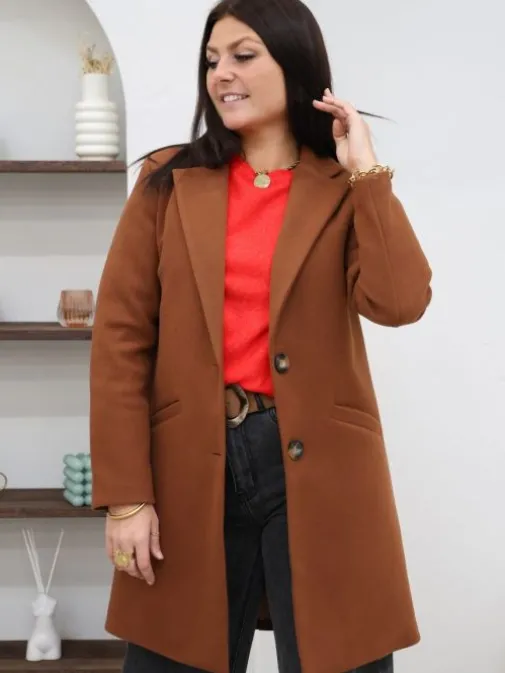 New Juste Elles Manteau Nella Camel