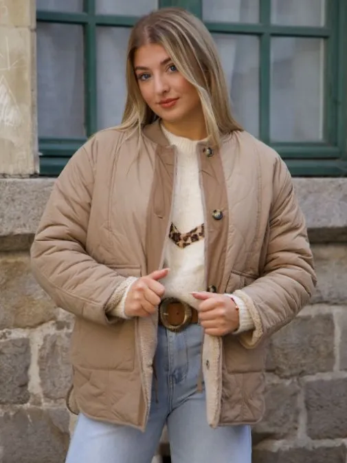 Fashion Juste Elles Manteau Victoire Taupe