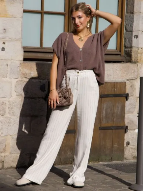 Store Juste Elles Pantalon Jane Beige/Noir