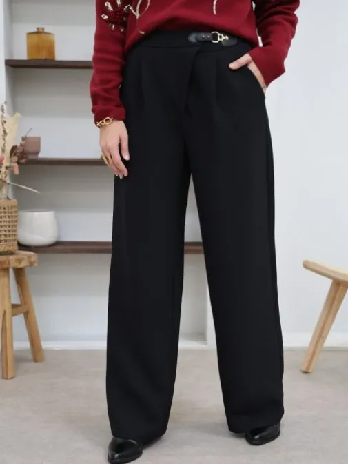 Online Juste Elles Pantalon Nicolle Noir