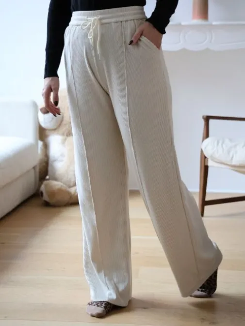 Online Juste Elles Pantalon Solène Blanc