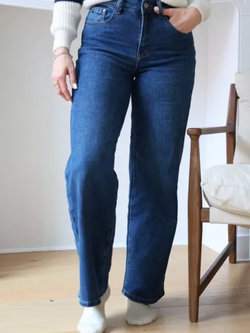 Hot Juste Elles Pantalon Zahina Bleu foncé