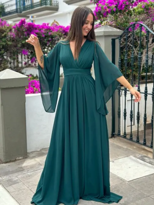 Hot Juste Elles Robe Lise Vert foncé