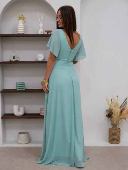 Discount Juste Elles Robe longue Anika Vert sauge