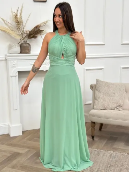 Clearance Juste Elles Robe longue Dianne Vert Pomme