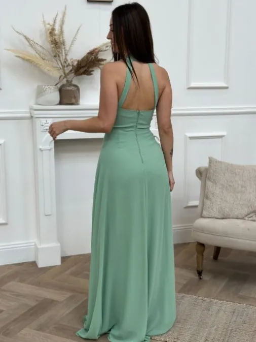 Clearance Juste Elles Robe longue Dianne Vert Pomme