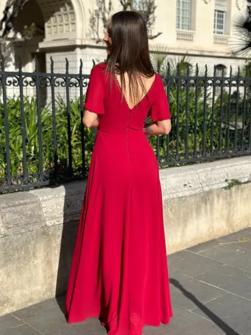 Cheap Juste Elles Robe longue Pia Cerise