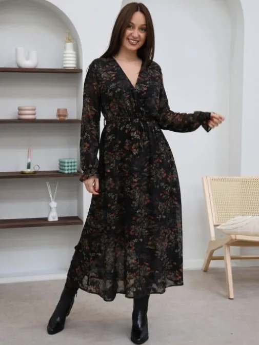 Cheap Juste Elles Robe longue Zelie Noir