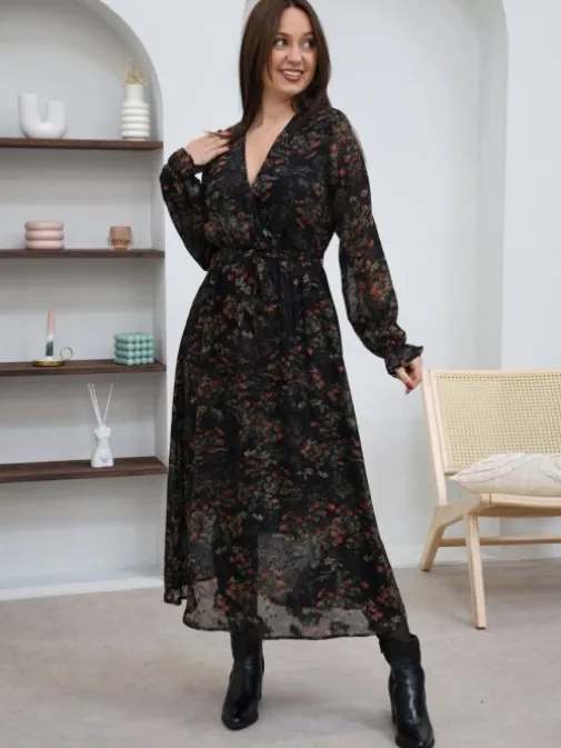 Cheap Juste Elles Robe longue Zelie Noir