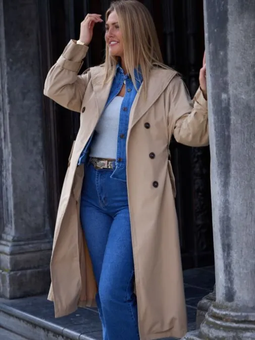 Shop Juste Elles Trench Elise Taupe