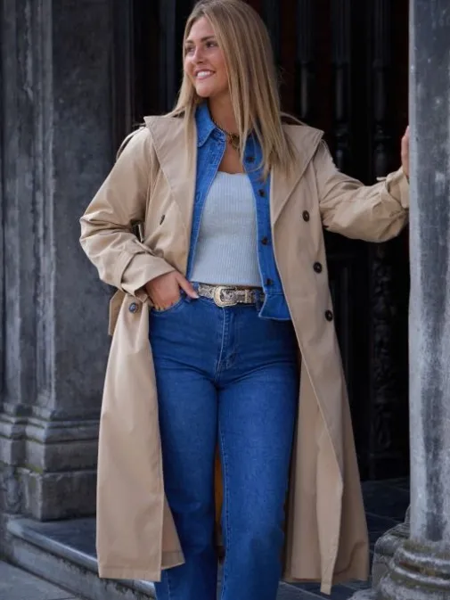 Shop Juste Elles Trench Elise Taupe