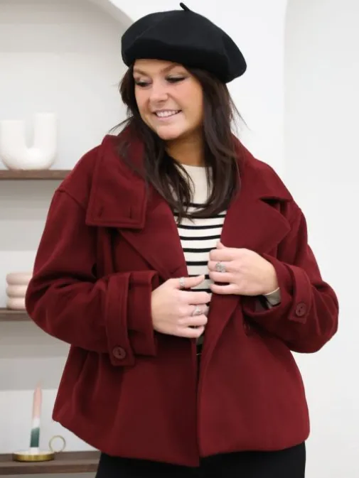 Cheap Juste Elles Veste Rachelle Bordeaux